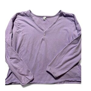 Purple V-Neck Long Sleeve Top